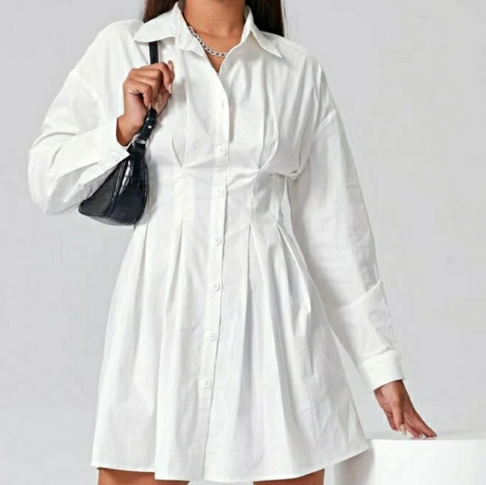 White Collared Flare Dress